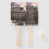 Rustiek hout bruiloft lavendel kant bruiloft progr handwaaier (Voorkant en achterkant)