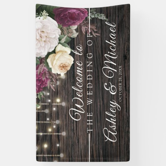 Rustiek hout Bruiloft Party Banner (Verticaal)