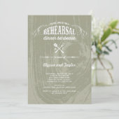 Rustiek hout bruiloft repetitie diner BBQ Party Kaart (Staand voorkant)