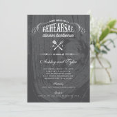 Rustiek hout bruiloft repetitie diner BBQ Party Kaart (Staand voorkant)