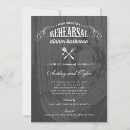 Rustiek hout bruiloft repetitie diner BBQ Party Kaart