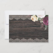 Rustiek hout Bruiloft RSVP met maaltijdkeuze (Achterkant)