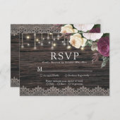 Rustiek hout Bruiloft RSVP met maaltijdkeuze (Voorkant / Achterkant)