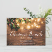 Rustiek hout bruin land verlichting Kerstbrunch Kaart (Staand voorkant)