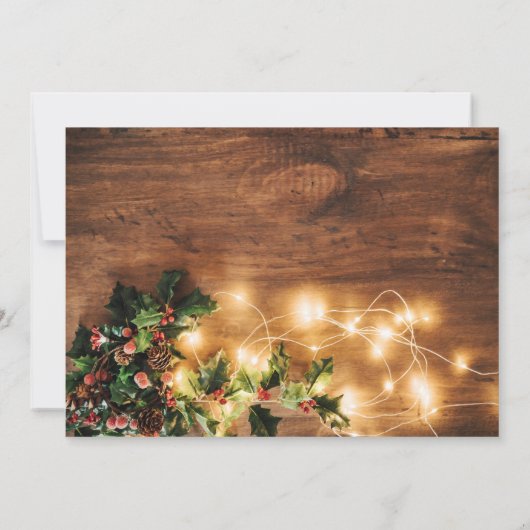 Rustiek hout bruin land verlichting Kerstbrunch Kaart (Achterkant)