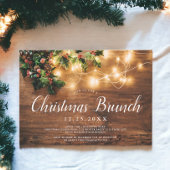 Rustiek hout bruin land verlichting Kerstbrunch Kaart