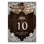 Rustiek Hout Burlap Bloemen Kant Country Wedding Kaart (Achterkant)