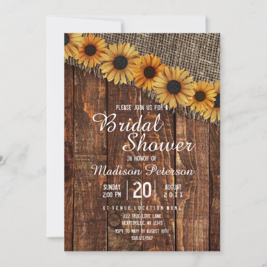 Rustiek hout & Burlap bruids douche uitnodiging (Voorkant)