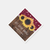 Rustiek Hout Burlap Kant Zonnebloem Bourgondië Huw Servet (Hoek)