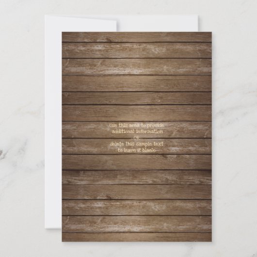 Rustiek Hout, Burlap & String Lights Bruiloft Kaart (Achterkant)