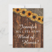 Rustiek hout & Burlap zal je mijn bruidsmeisje zij Kaart (Voorkant)