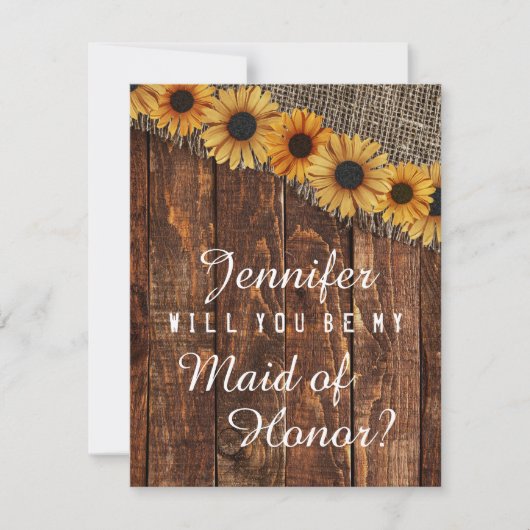 Rustiek hout & Burlap zal je mijn bruidsmeisje zij Kaart (Voorkant)