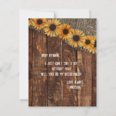 Rustiek hout & Burlap zal je mijn bruidsmeisje zij Kaart (Achterkant)