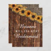 Rustiek hout & Burlap zal je mijn bruidsmeisje zij Kaart (Voorkant / Achterkant)
