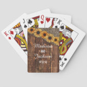 Rustiek hout & Burlap Zonnebloem bruiloft gunst Speelkaarten (Achterkant)