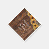 Rustiek Hout & Burlap Zonnebloem Monogram Bruiloft Servet (Hoek)