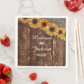 Rustiek Hout & Burlap Zonnebloem Waterverf Bruilof Servet (Insitu)