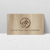 Rustiek Hout-Burned Gestempeld Monogram voor Cater Visitekaartje