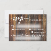 Rustiek Hout Casual met Song Verzoek Bruiloft RSVP Kaartje (Voorkant)