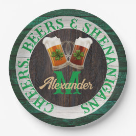Rustiek hout Cheers Beers Shenanigans Papieren Bordje