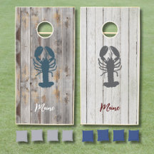 Rustiek Hout Cornhole Boards met Kreeft Ontwerp