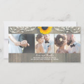 Rustiek Hout Country Barn Zonnebloem Lace Dank u Bedankkaart (Voorkant)