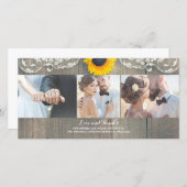 Rustiek Hout Country Barn Zonnebloem Lace Dank u Bedankkaart (Voorkant / Achterkant)