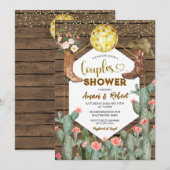 Rustiek Hout Country Boots Cactus Couples Douche Kaart (Voorkant / Achterkant)