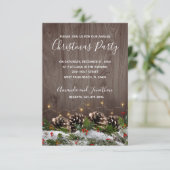 Rustiek Hout Country Pines Lights Sneeuw Kerstmis Kaart (Staand voorkant)