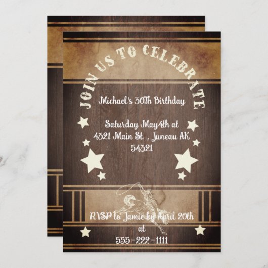 Rustiek hout cowboy thema 30e verjaardag kaart (Voorkant / Achterkant)