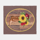 Rustiek Hout Cowgirl Laarzen Zonnebloemen Rozen Fl Fleece Deken (Voorkant (Horizontaal))