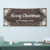 Rustiek Hout Custom Bloemen Sneeuw Kerstfeest Spandoek (Beurs)