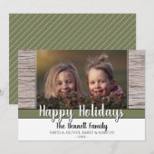 Rustiek Hout Custom Familie Foto Vrolijk Kerstfees Feestdagenkaart (Voorkant / Achterkant)