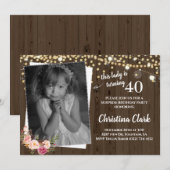 Rustiek Hout Custom Foto Bloemen Vrouwen Verjaarda Kaart (Voorkant / Achterkant)