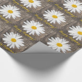Rustiek hout, Daisy Happy Birthday! Cadeaupapier (Hoek)