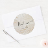 Rustiek hout dank u kalligrafie ronde sticker (Envelop)