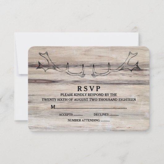 rustiek hout | Deer Wedding RSVP Kaart (Voorkant)