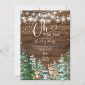 Rustiek Hout Dier Pijnbomen Vakantie Party Kaart (Voorkant)