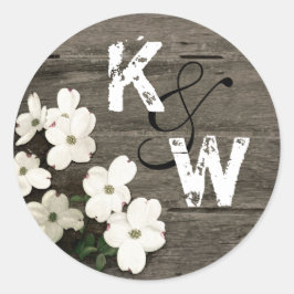 Rustiek Hout & Dog Blooms Monogram Sticker