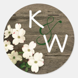 Rustiek Hout & Dog Blooms Monogram Sticker