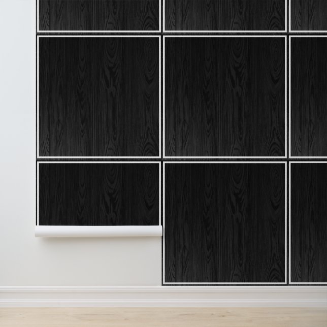 Rustiek Hout Donkerbruin Wit Tegels Patroon Trendy Behang (Applicatie)