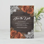 Rustiek Hout Dusty Terracotta Roos Trouwfoto Save The Date (Staand voorkant)