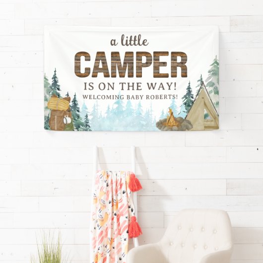 Rustiek hout een beetje camper Baby shower Spandoek (Insitu)
