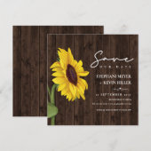 Rustiek Hout Eenvoudige Zonnebloem Huwelijk Save The Date (Voorkant / Achterkant)