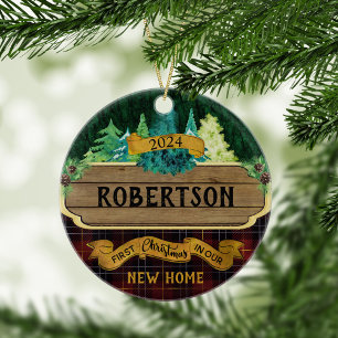 Rustiek Hout Eerste Kerstmis Nieuw Huis Keramisch Ornament