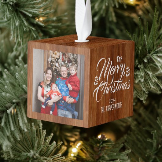 Rustiek Hout Elegant 3 Familie foto Kerstmis Decoratie (Boom)