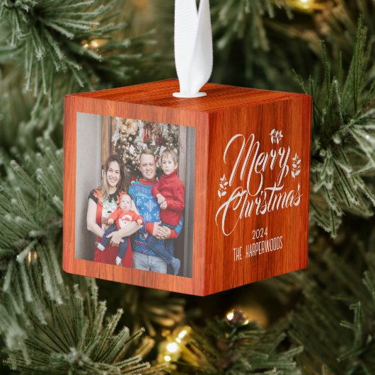 Rustiek Hout Elegant 3 Familie foto Kerstmis Decoratie (Boom)