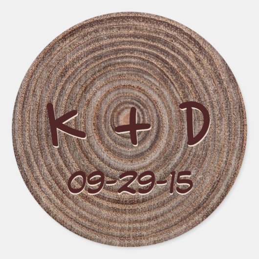 Rustiek Hout Elegant Bruiloft Ronde Sticker (Voorkant)