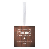 Rustiek Hout Elegant Onze Eerste Kerstmis 3 Foto Decoratie (Rechts)