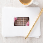 Rustiek Hout Elegant Waterverf Bloemen Bruiloft Etiket (Insitu)